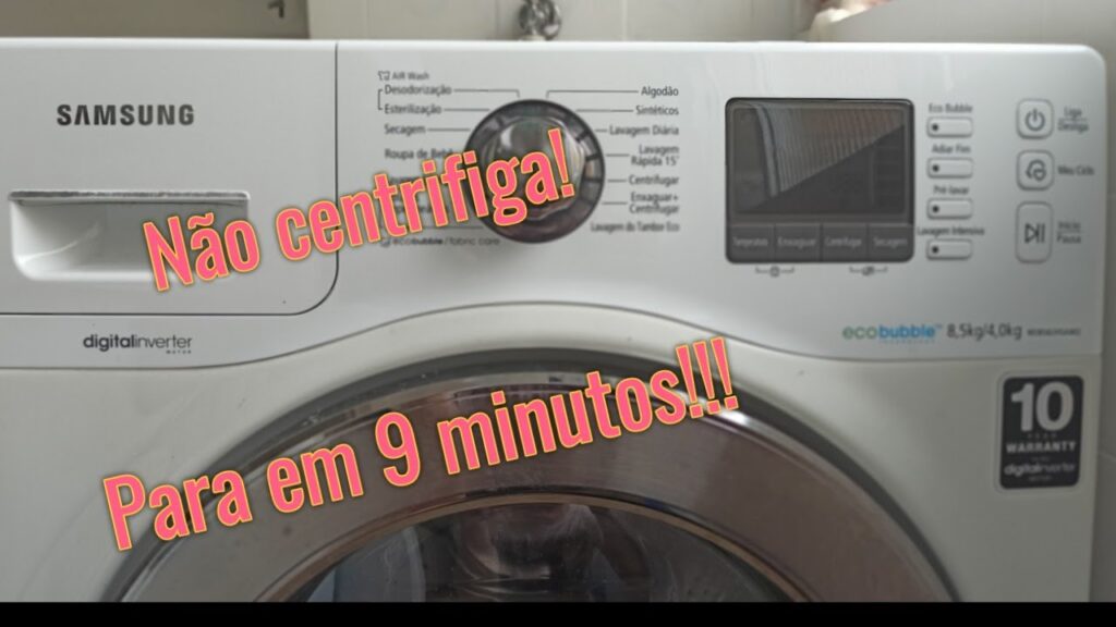 solucao rapida lava e seca samsung parando em 9 min